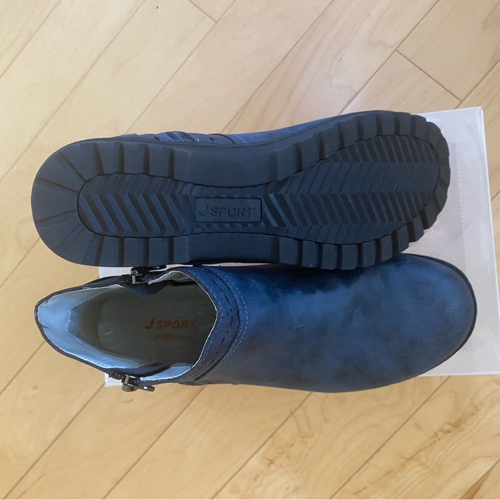 JSport by Jambu Jenna Memory Foam Navy Blue Ankle Boots Side Zippers - Picture 6 of 9
